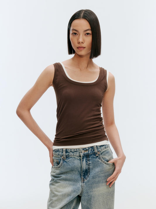 GREEEN Ribbed Square Neck Wide Strap Camisole - The Blender