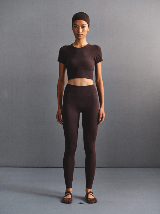「3S」Ribbed Slim‑Fit High‑Waist Long Pants