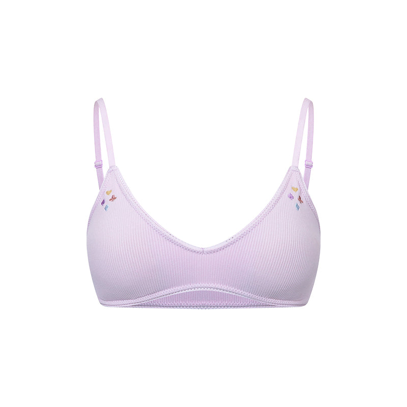 Games Print Embroidery V Neck Triangle Cup Bra Removable Pads