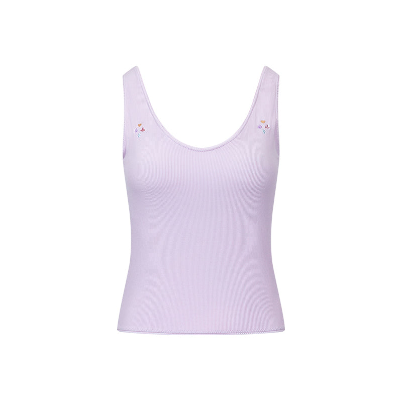 Games Print Embroidery Fixed Padding V-Neck Slim Fit Tank Top - The Blender