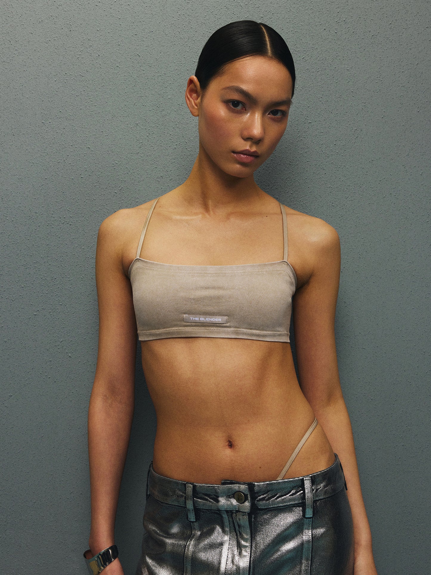 Sand-Washed Denim Cross-Back Bralette6028B