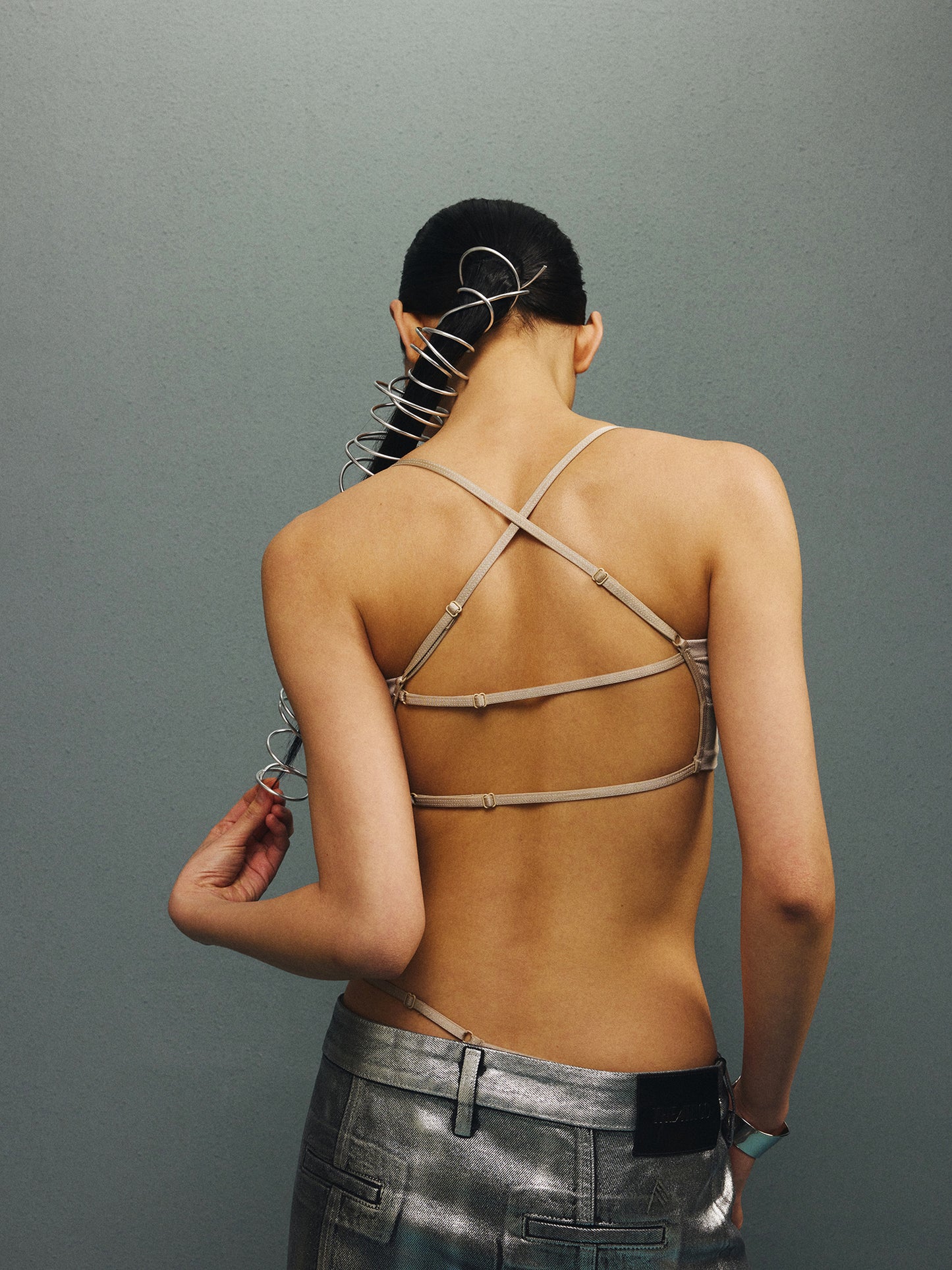 Sand-Washed Denim Cross-Back Bralette6028B