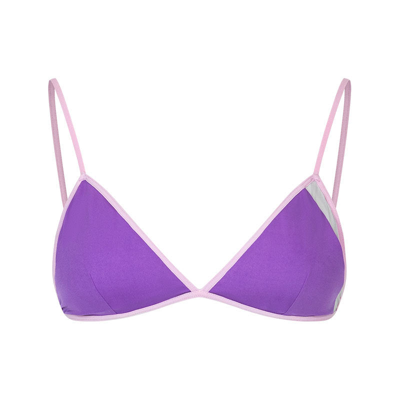 Contrast Mesh Panel Triangle Cup Bra - The Blender