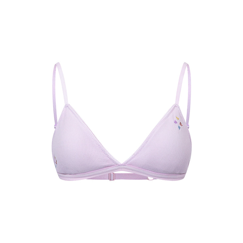 Games Print Embroidery Mini Triangle Cup Bra Fixed Padding