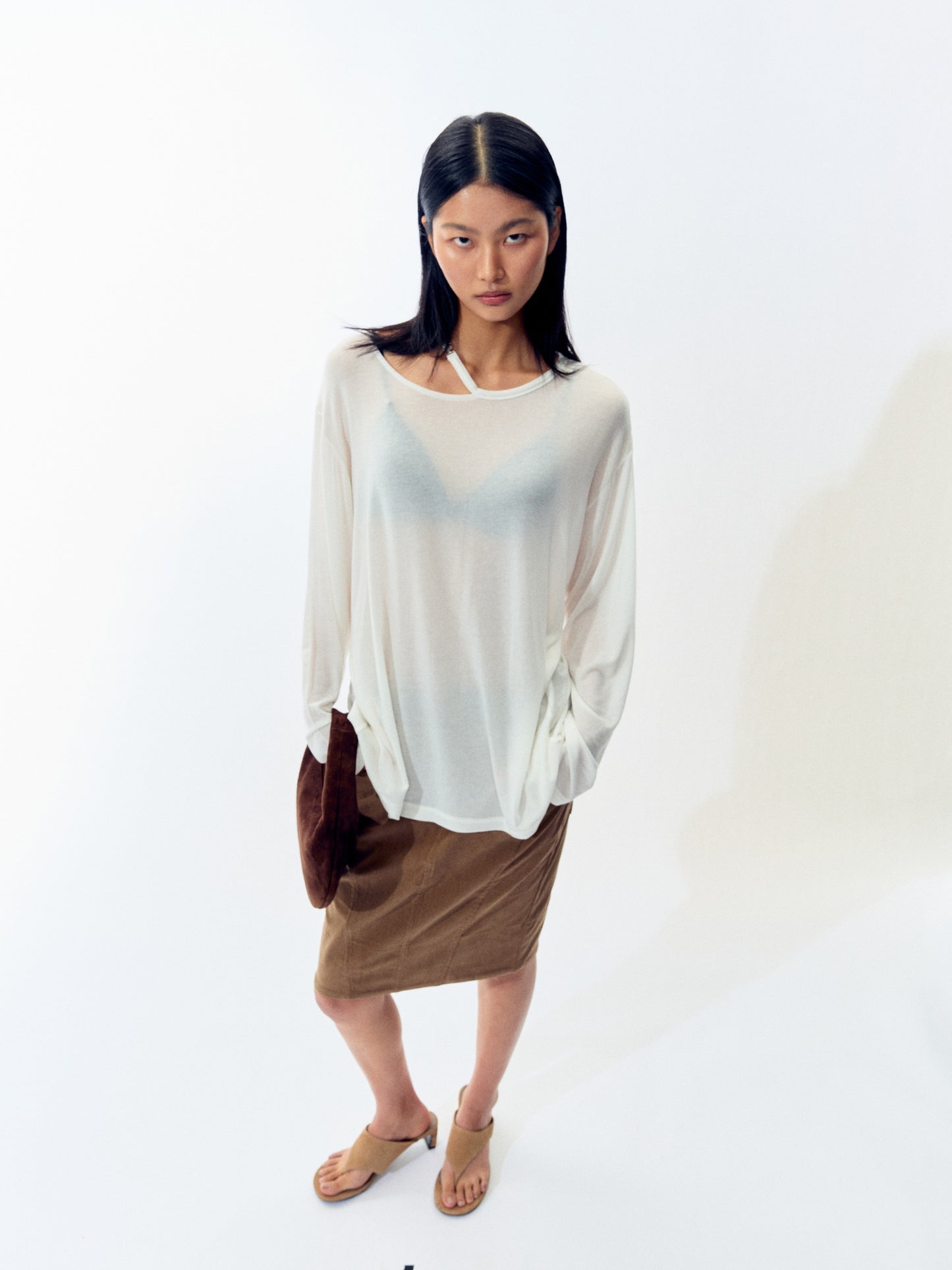 Openwork Relaxed Long-Sleeve Tee