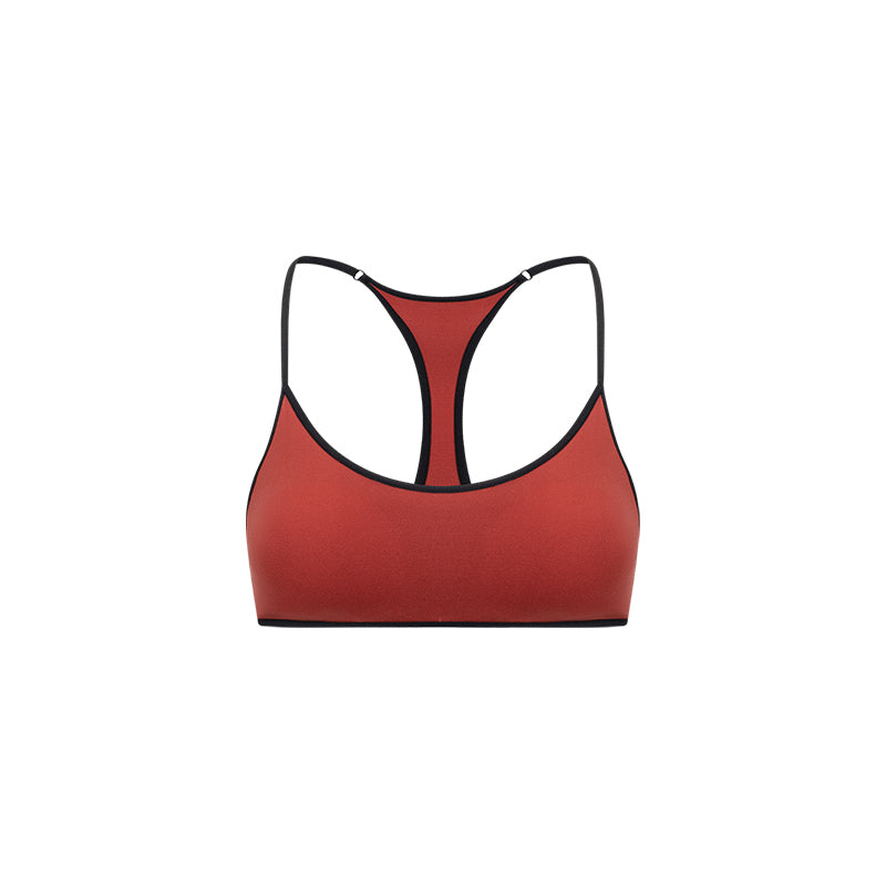 Round Neck Color Block Racerback Bra Fixed Padding - The Blender