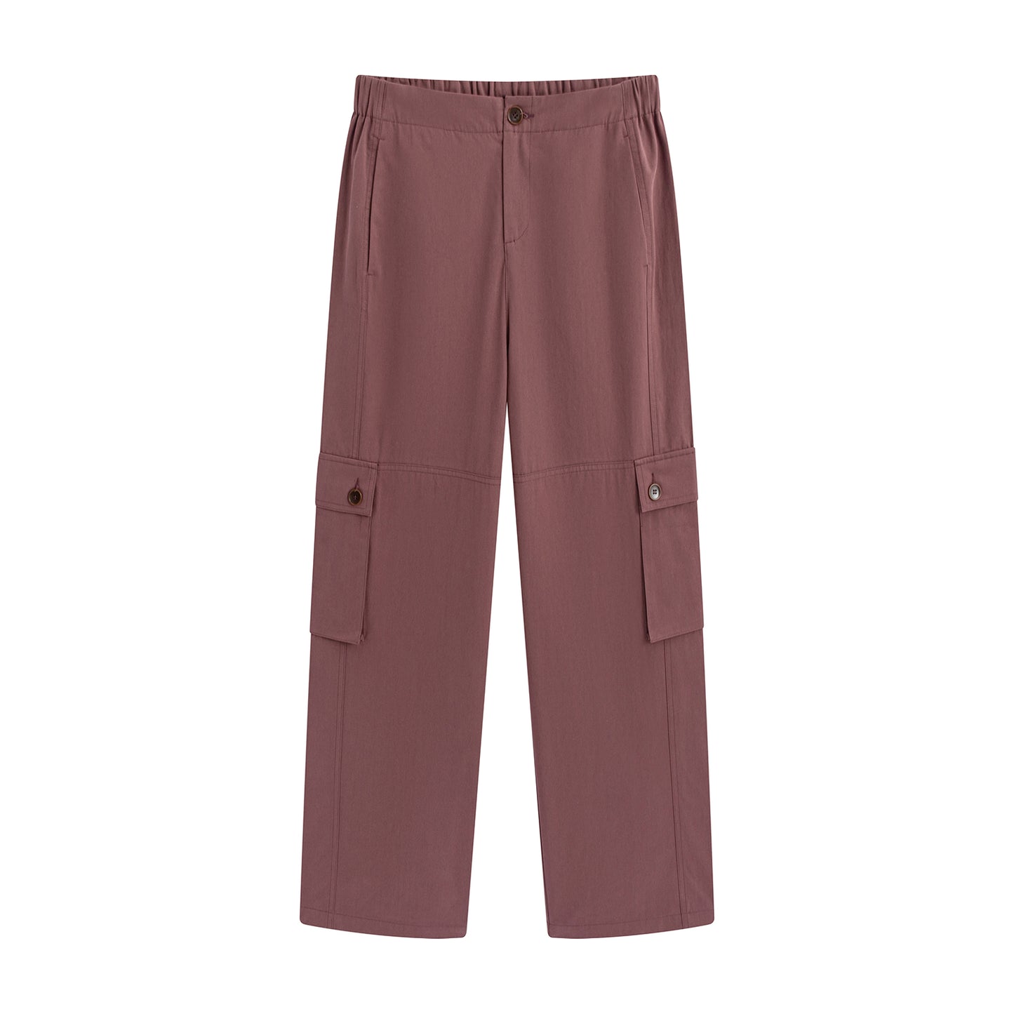 Pure Cotton Multi-Pocket Cargo Straight-Leg Elastic Waist Pants - The Blender