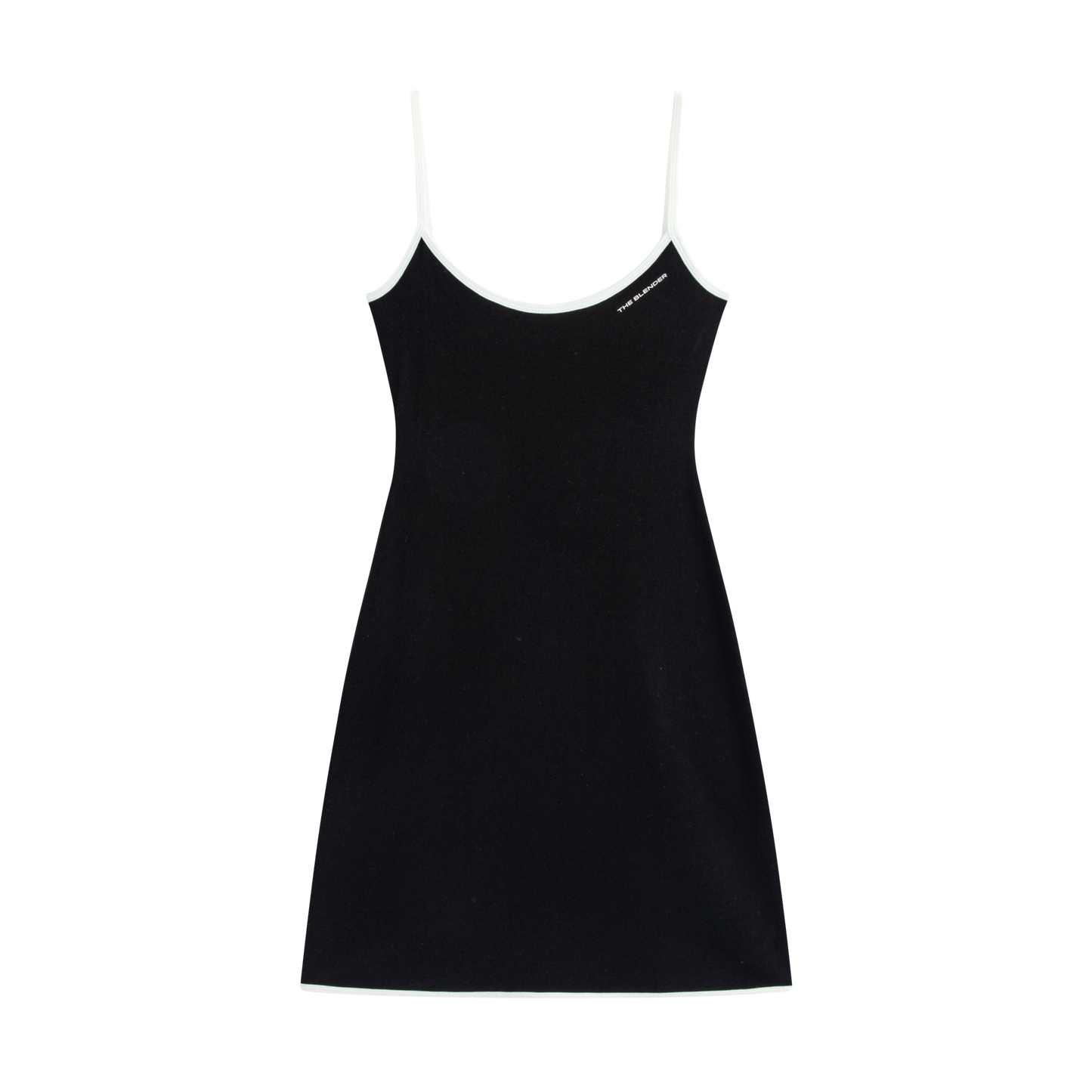 Crew Neck Contrast Logo Thin Strap Cropped Cami Dress - The Blender