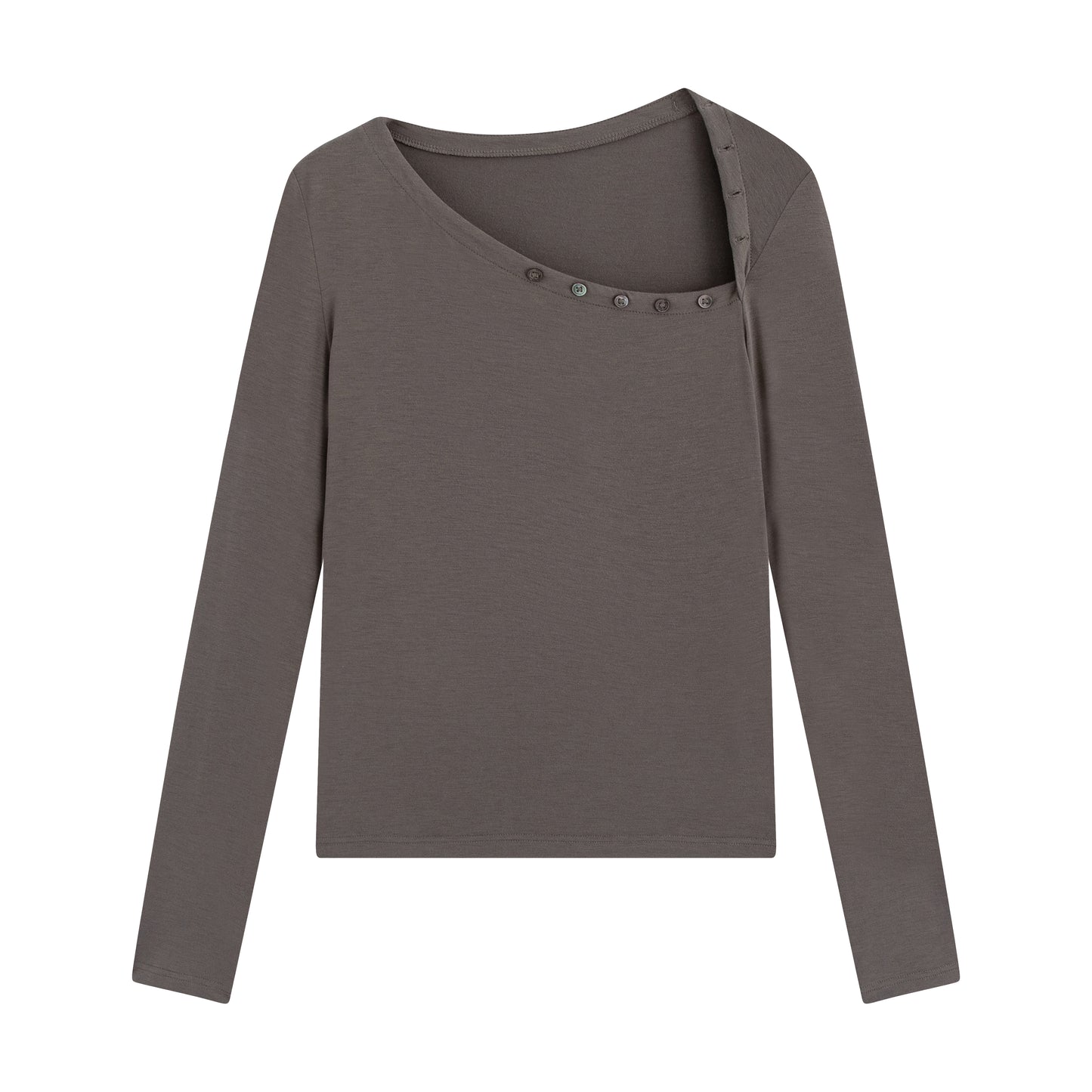 Slant Henley Collar Long-Sleeve Tee - The Blender