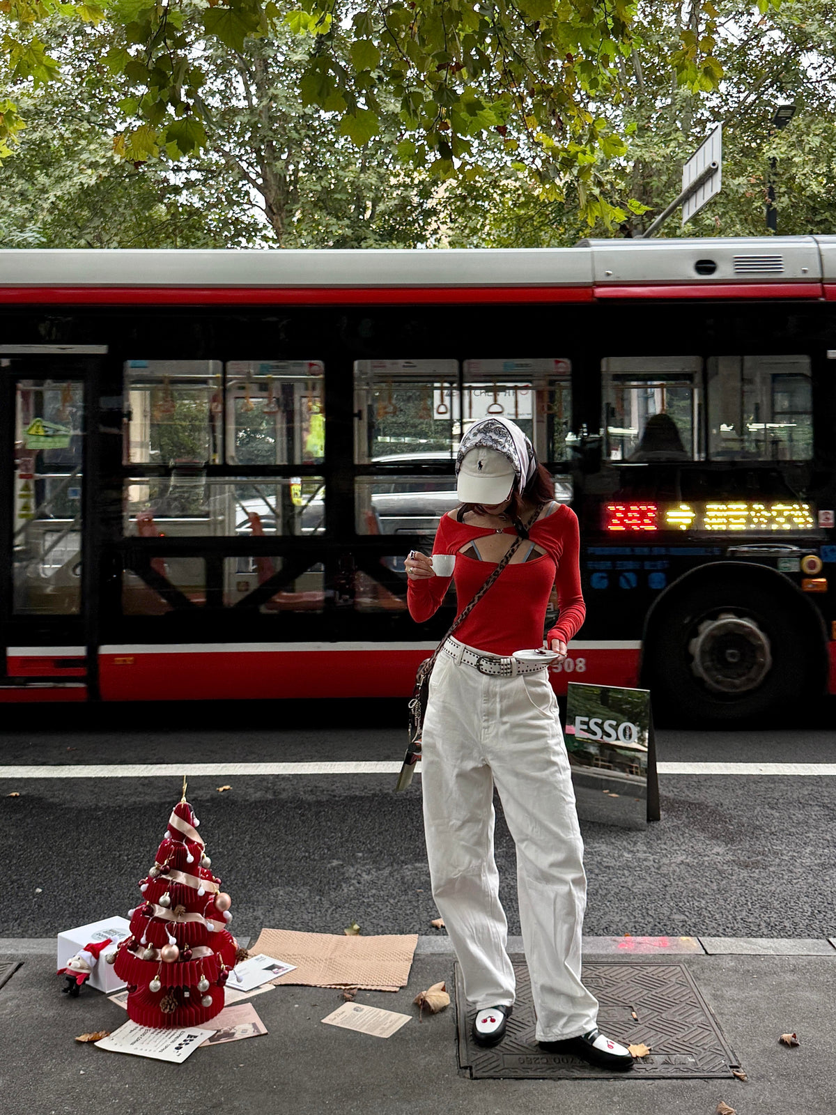 Red Cutout Top: My Christmas Street Style Essential