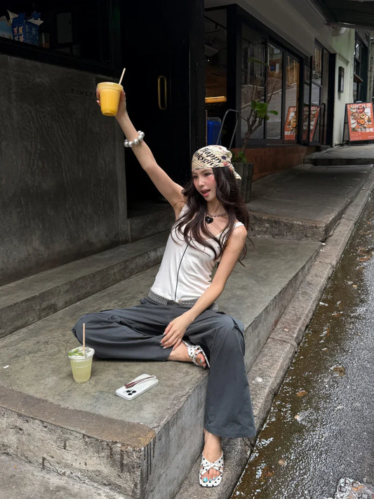 Contrast Trim Cami Top & Cotton Cargo Pants