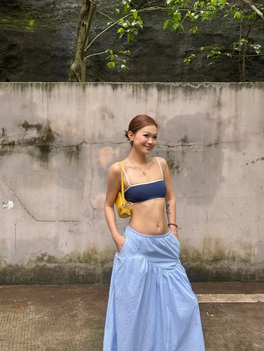 Comfy contrast strap tube bra for summer city walks