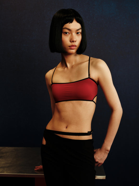 Contrast Strap Cutout Fixed Padding Tube Top Bra - The Blender