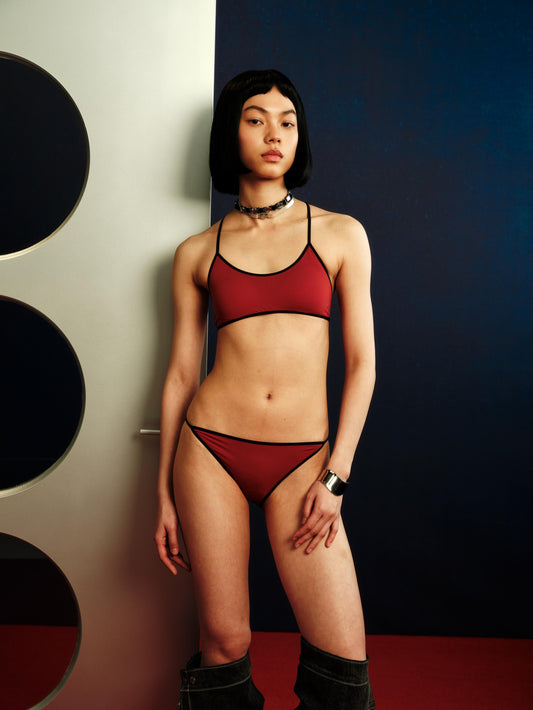 Round Neck Color Block Racerback Bra Fixed Padding - The Blender