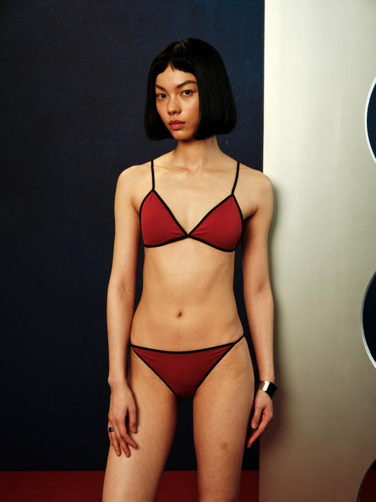 Thin Strap Color Block Mini Triangle Cup Back Bra - The Blender