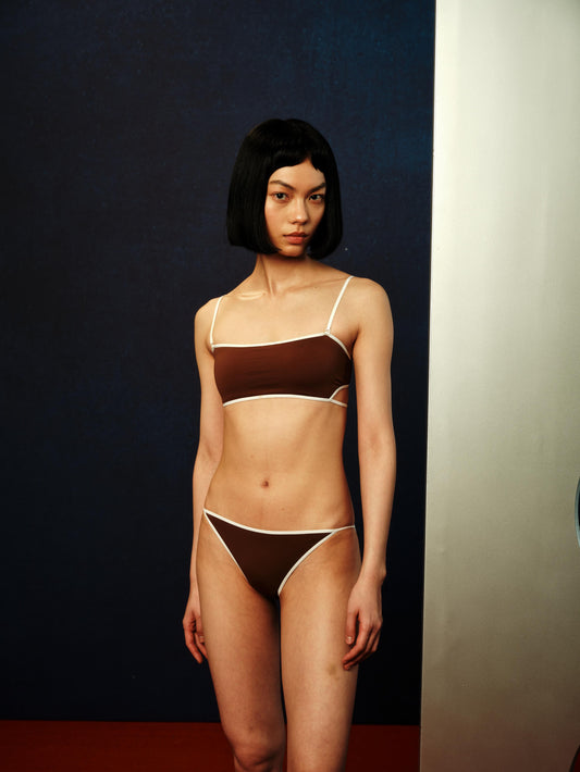 Contrast Trim Thin Side Strap High-Cut Triangle Briefs - The Blender