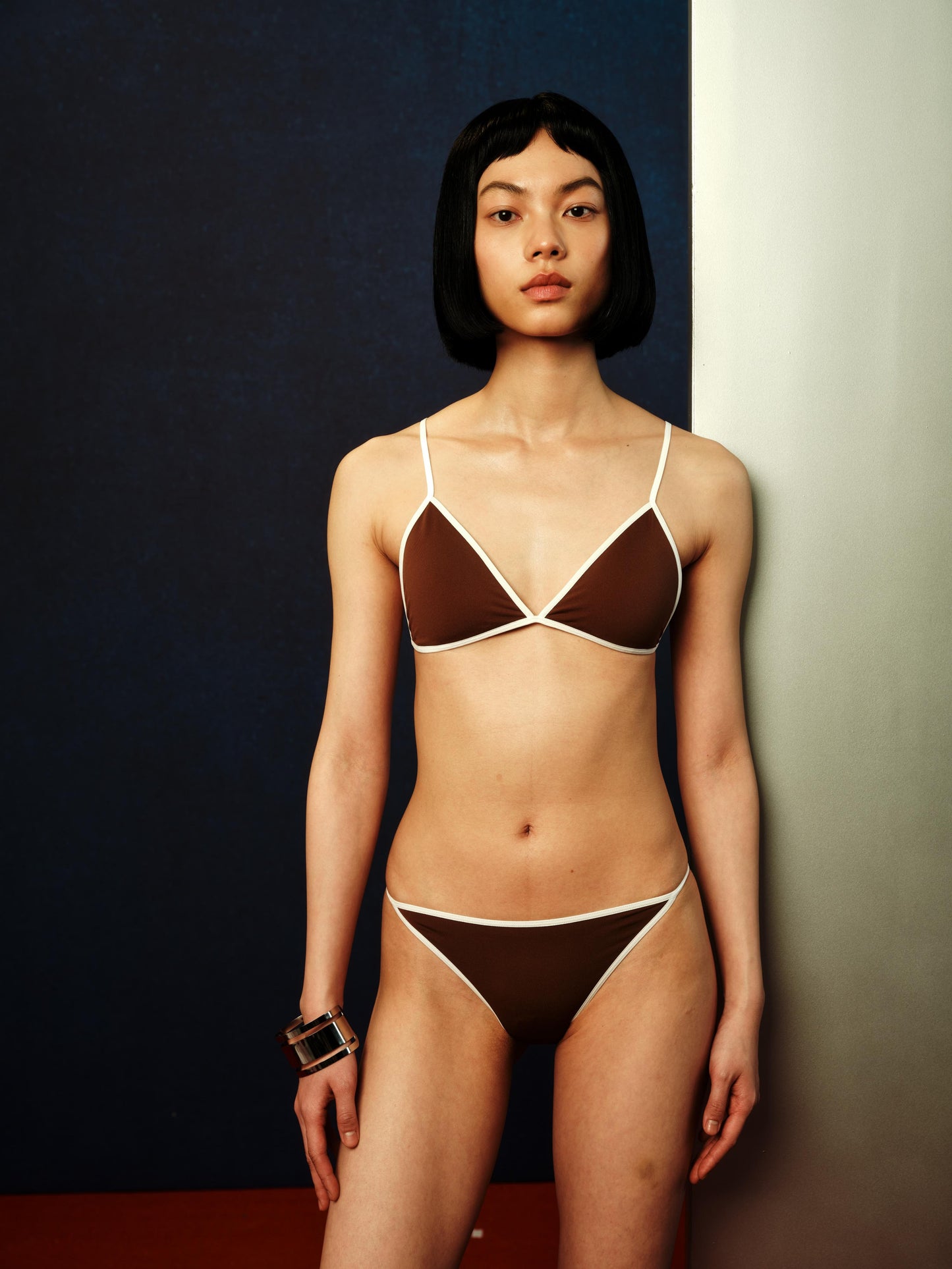 Thin Strap Color Block Mini Triangle Cup Back Bra - The Blender