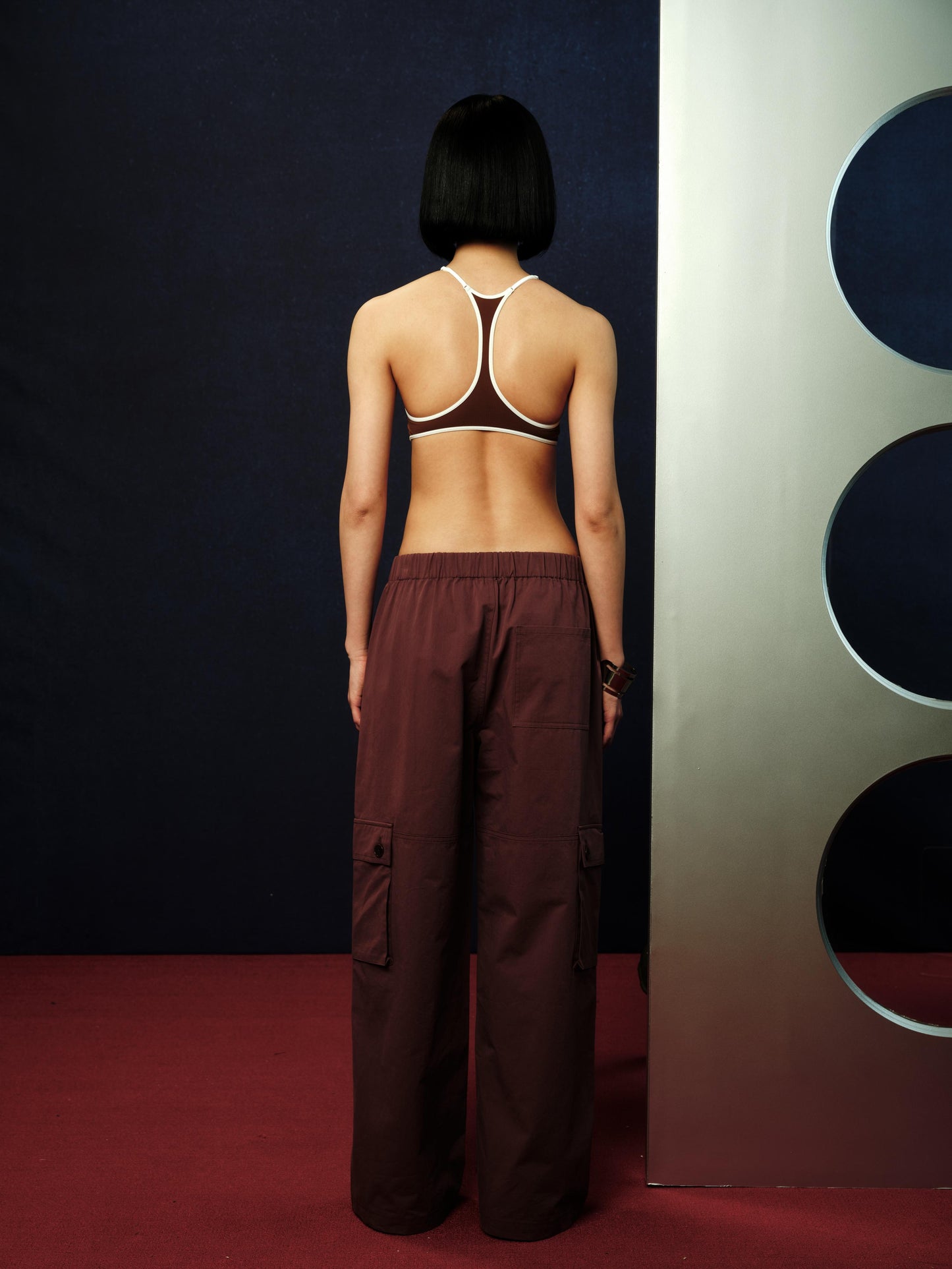 Round Neck Color Block Racerback Bra Fixed Padding - The Blender