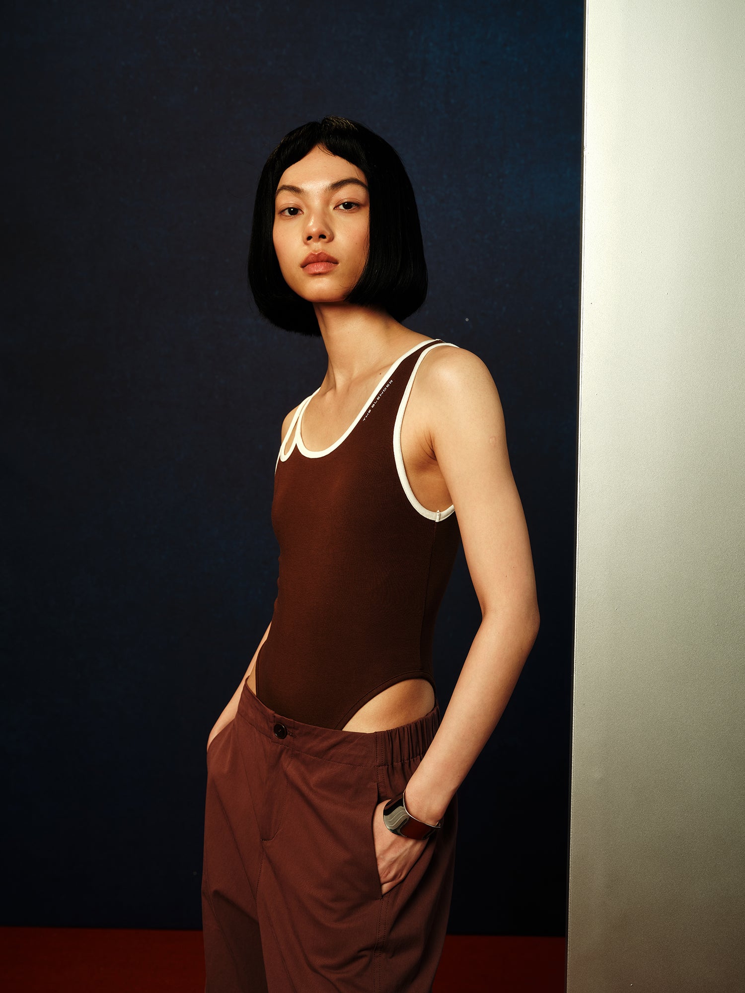 Asymmetrical Neck Cami Bodysuit - The Blender