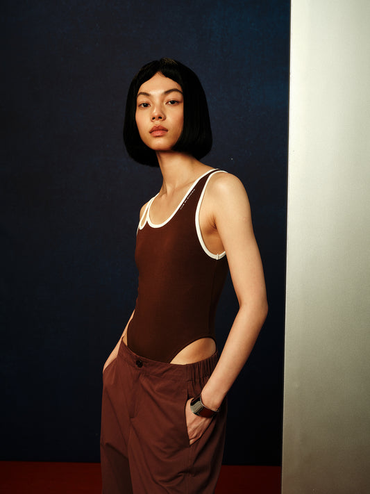 Asymmetrical Neck Cami Bodysuit - The Blender