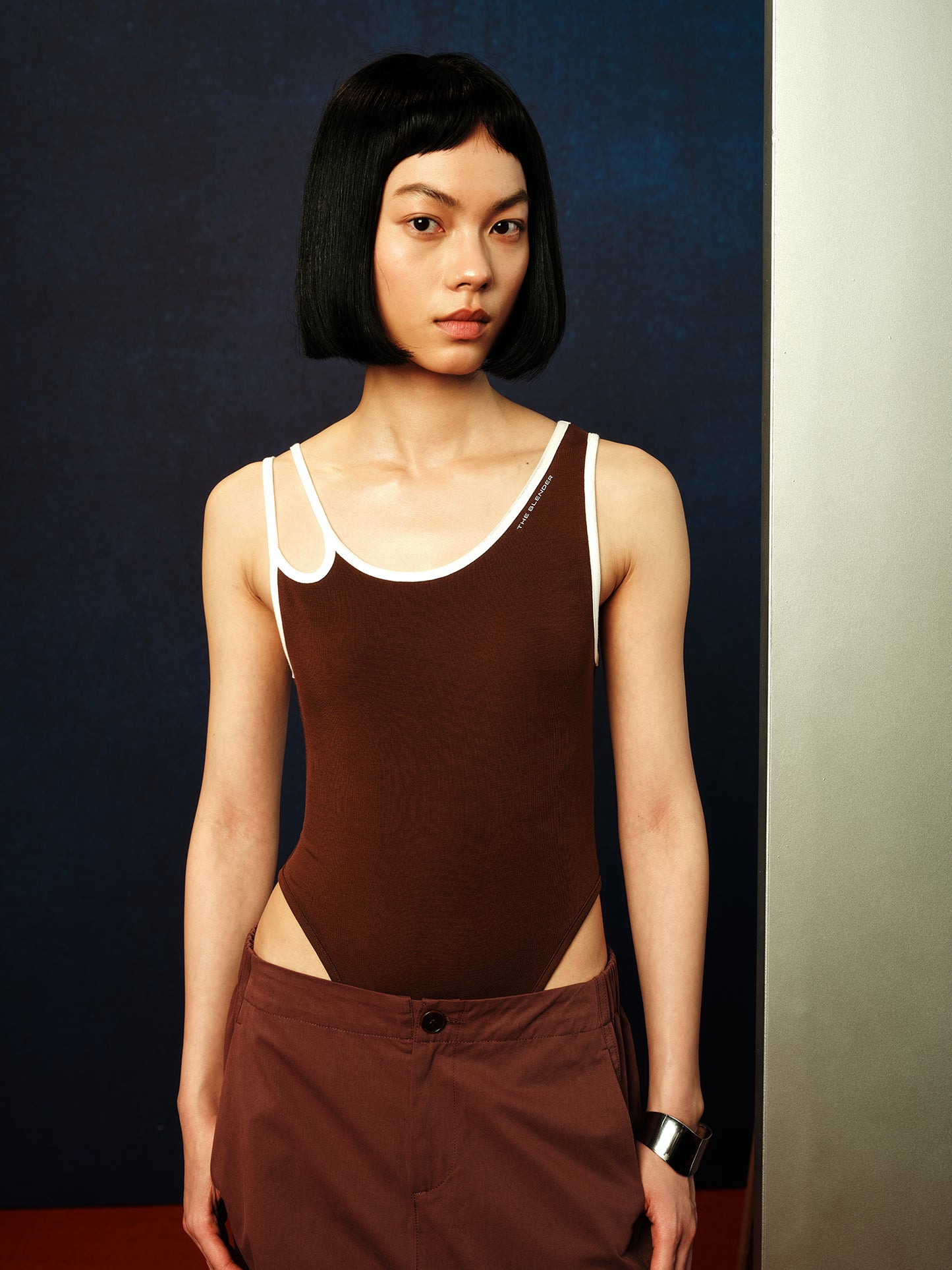 Asymmetrical Neck Cami Bodysuit - The Blender