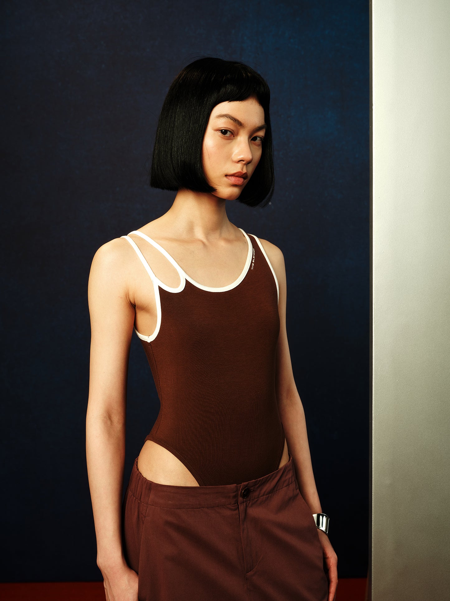 Asymmetrical Neck Cami Bodysuit - The Blender
