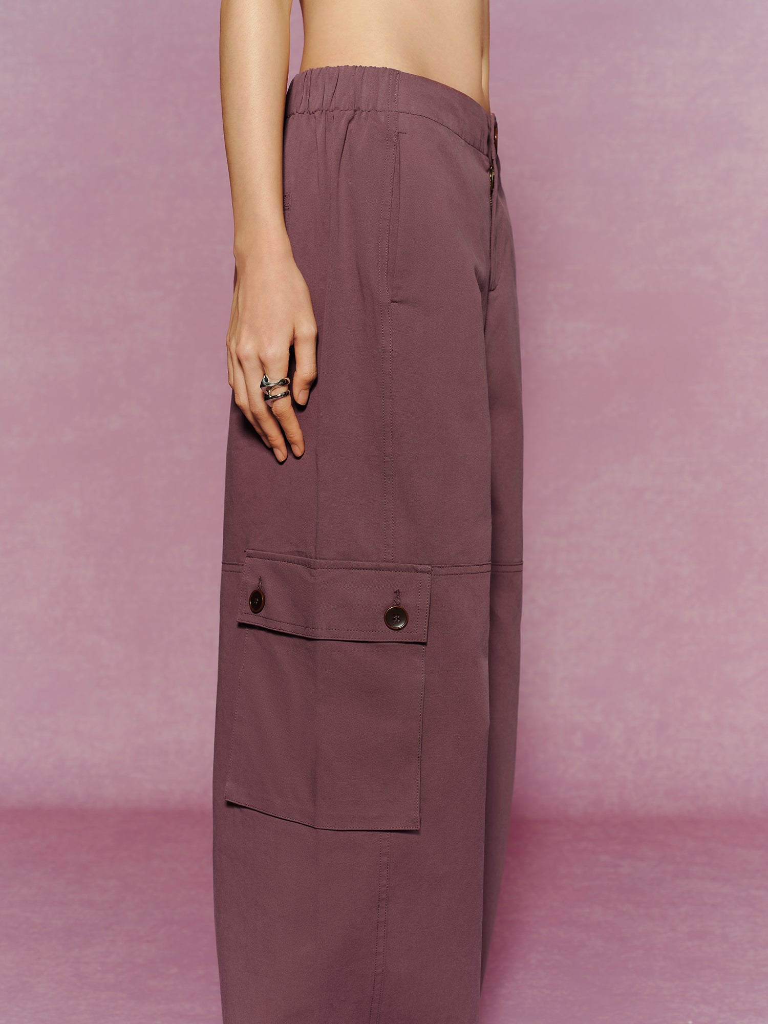 Pure Cotton Multi-Pocket Cargo Straight-Leg Elastic Waist Pants - The Blender