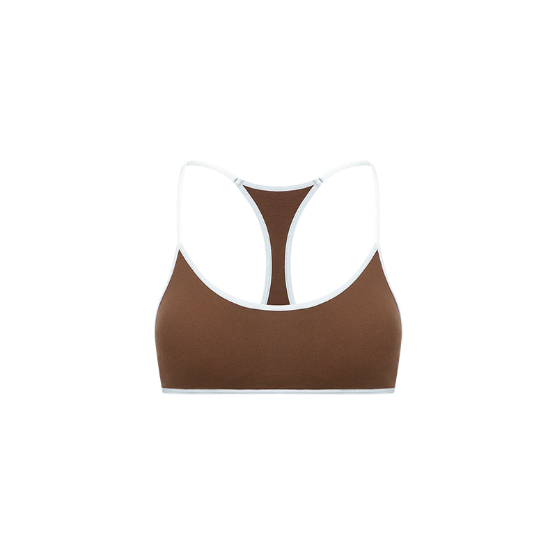Round Neck Color Block Racerback Bra Fixed Padding - The Blender