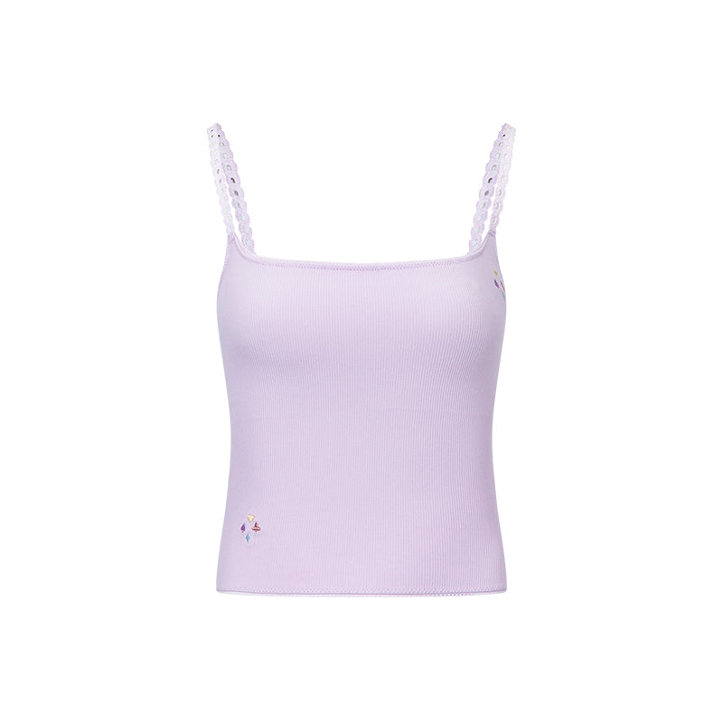 Games Print Embroidery Fixed Padding Cropped Cami Top - The Blender