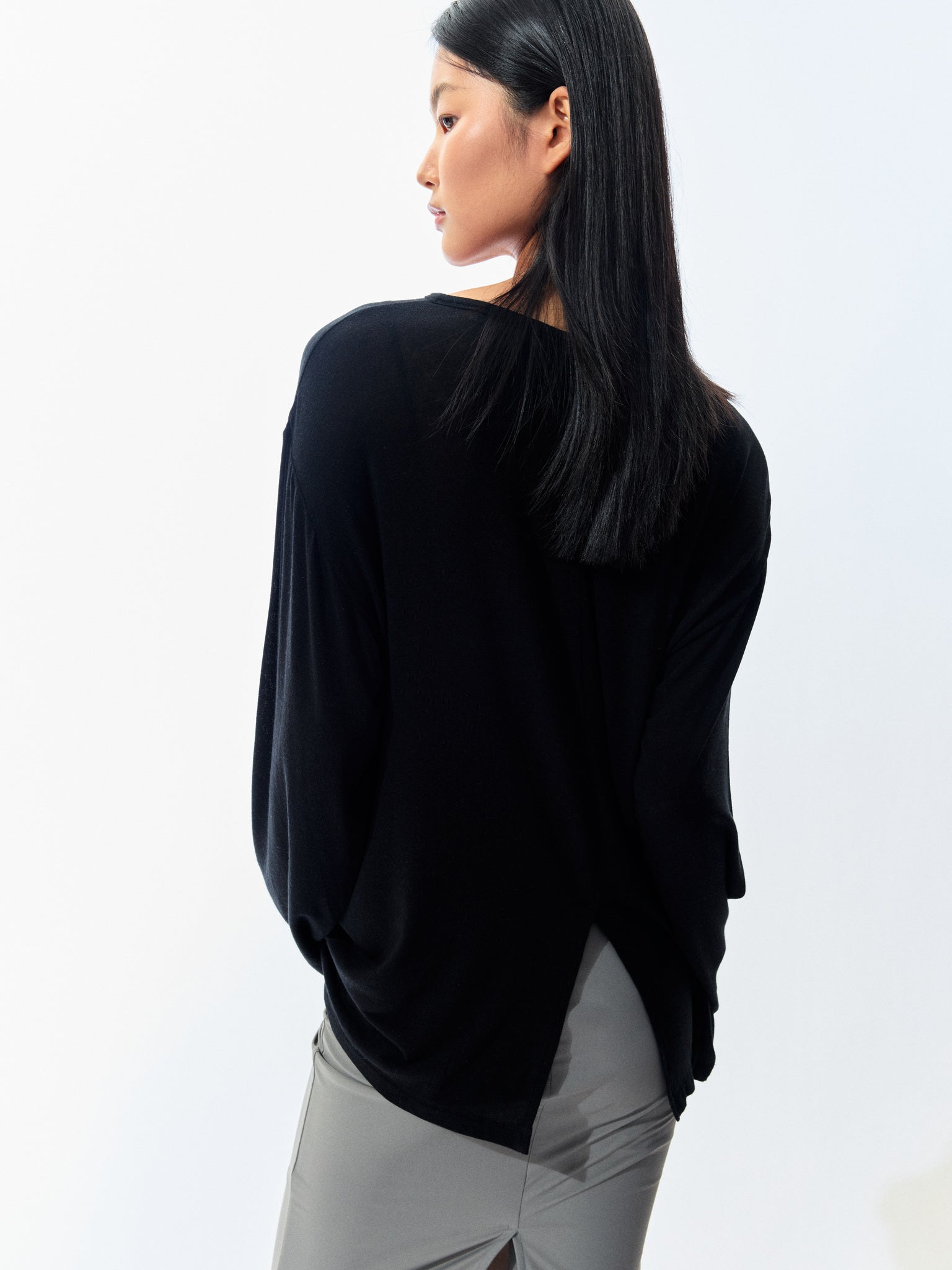 Openwork Relaxed Long-Sleeve Tee