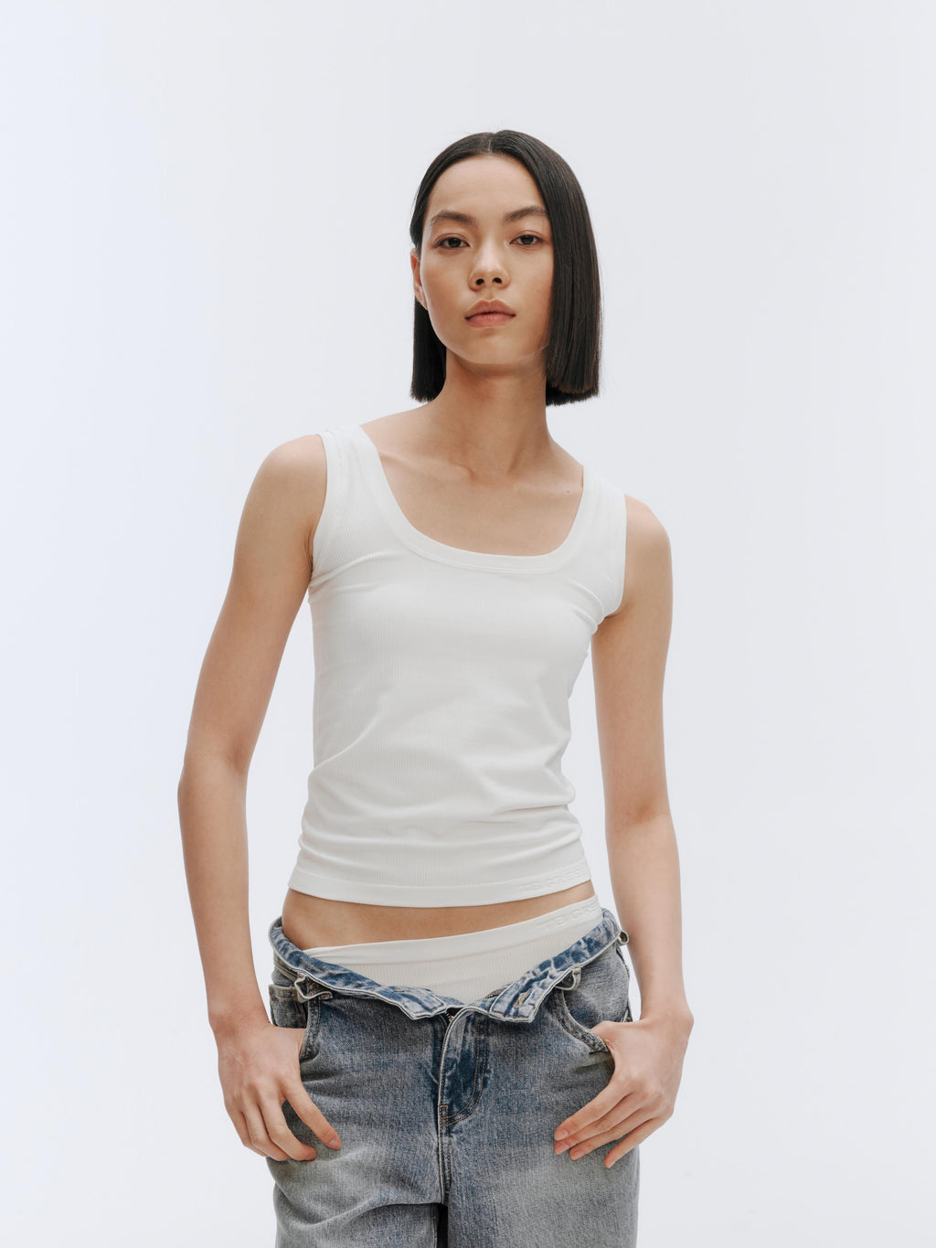 GREEEN Ribbed Square Neck Wide Strap Camisole - The Blender