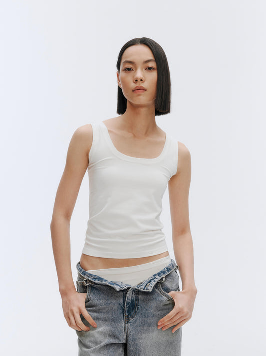 GREEEN Ribbed Square Neck Wide Strap Camisole