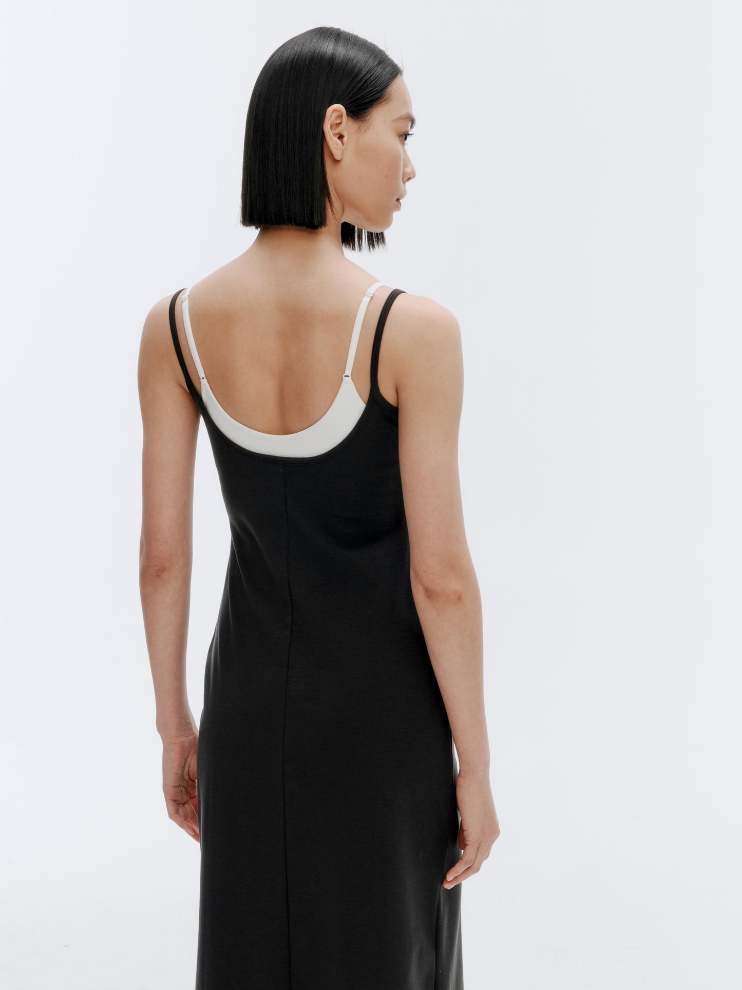 GREEEN Square Neck Slim Fit Backless Midi Slip Dress - The Blender
