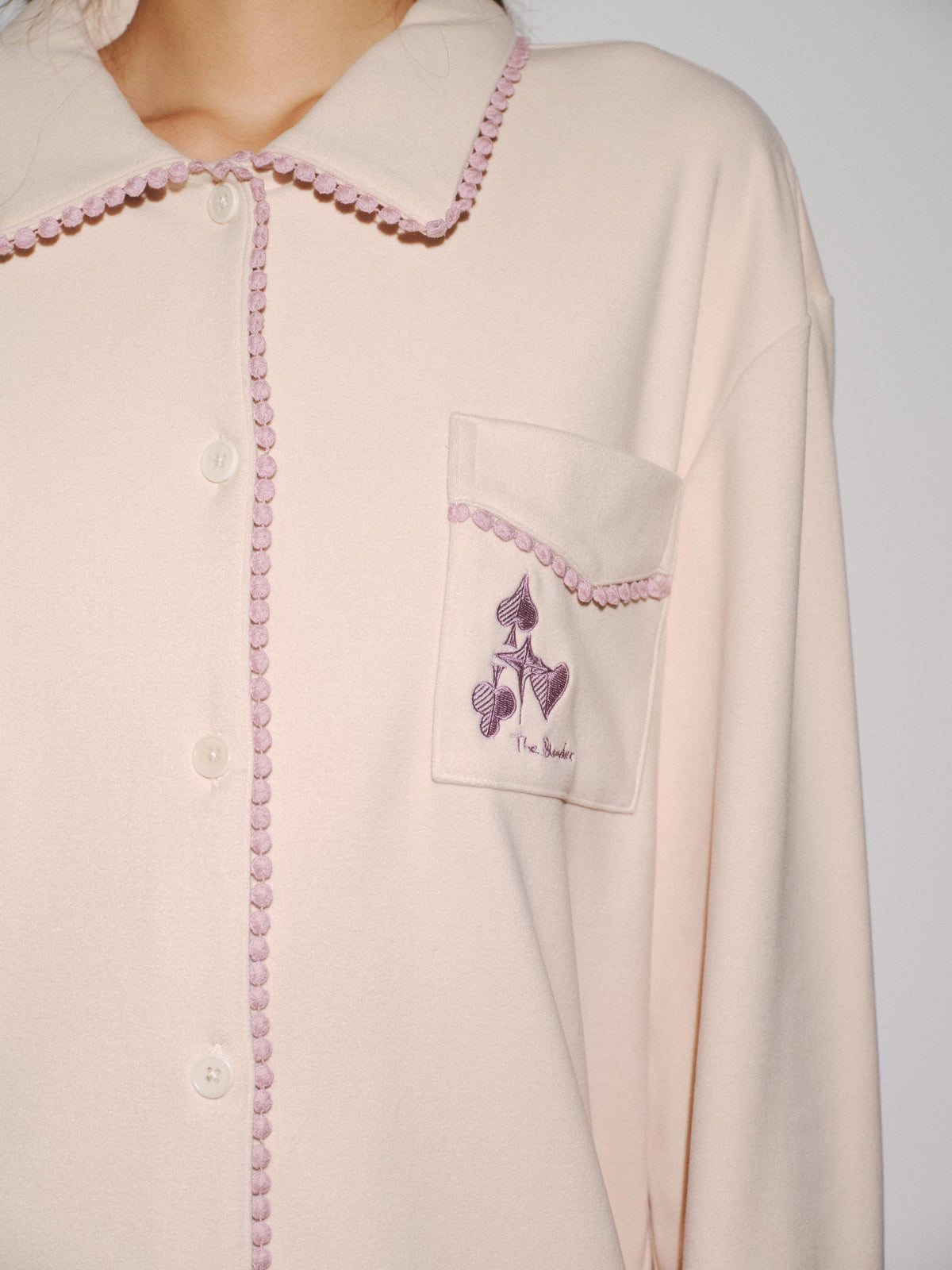 Contrast‑Color Lace Loungewear Cardigan Top