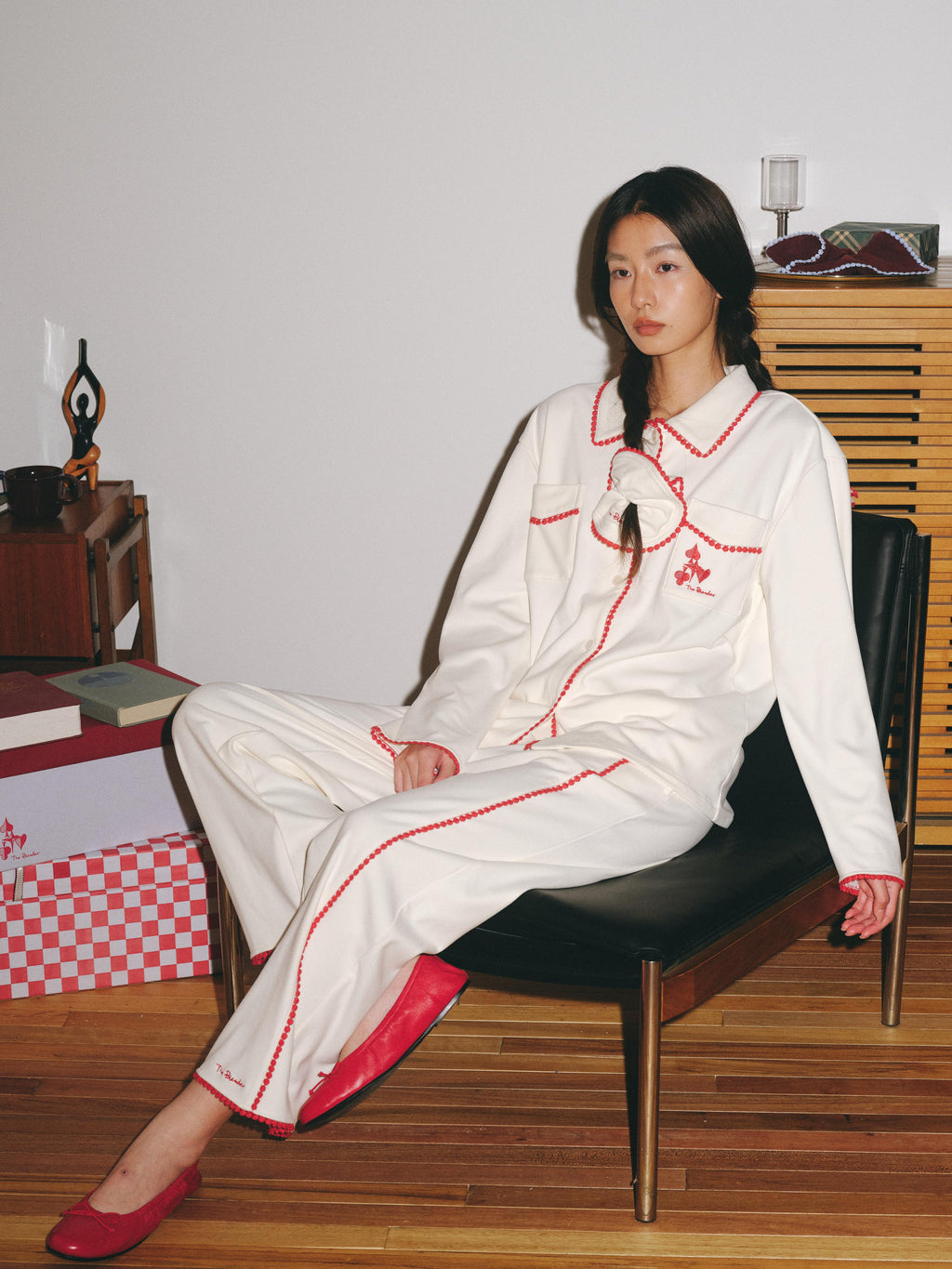 Contrast‑Color Lace Loungewear Cardigan Top