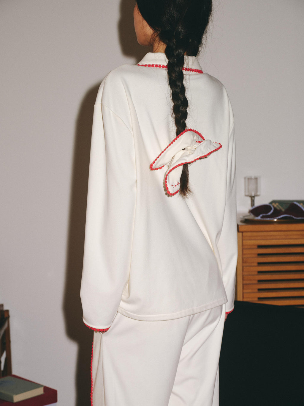 Contrast‑Color Lace Loungewear Cardigan Top