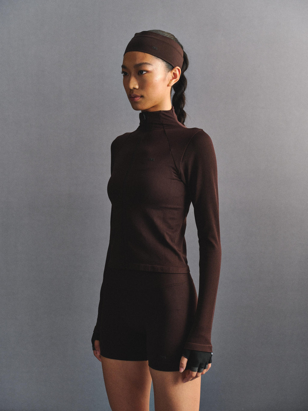「3S」Slim‑Fit Mock‑Neck Long‑Sleeve Zip‑Up Jacket - The Blender