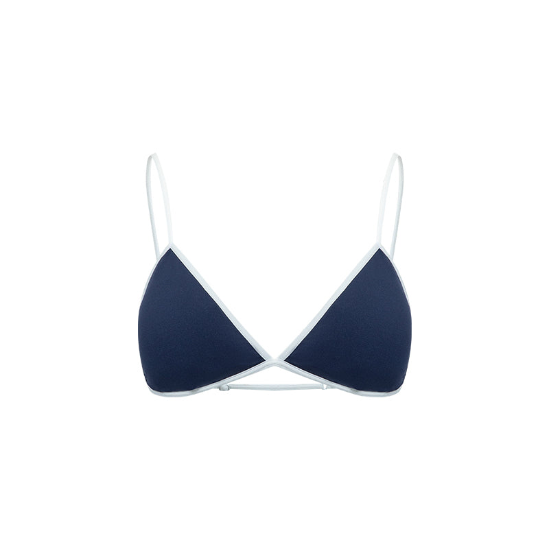 Thin Strap Color Block Mini Triangle Cup Back Bra - The Blender