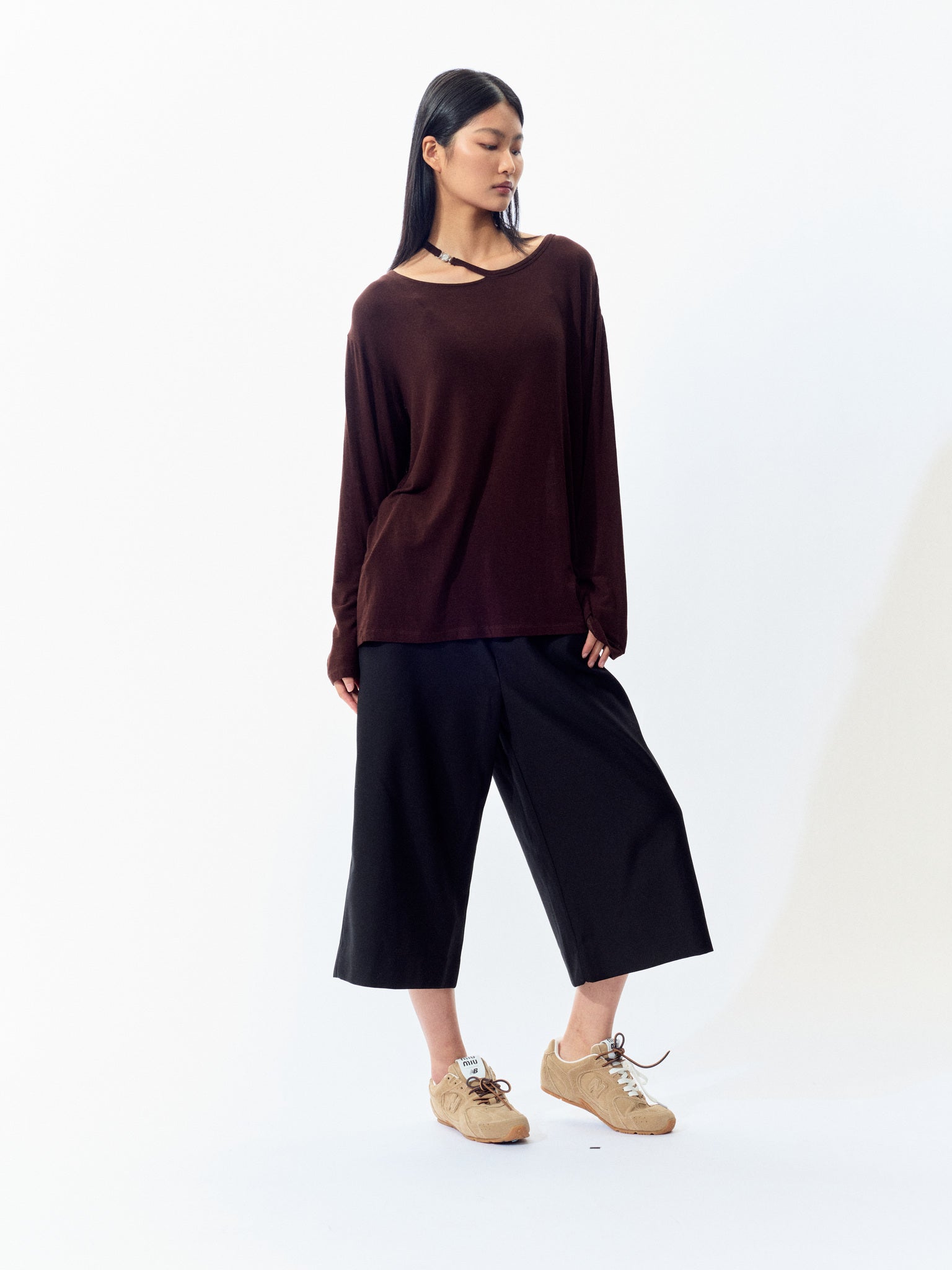 Openwork Relaxed Long-Sleeve Tee