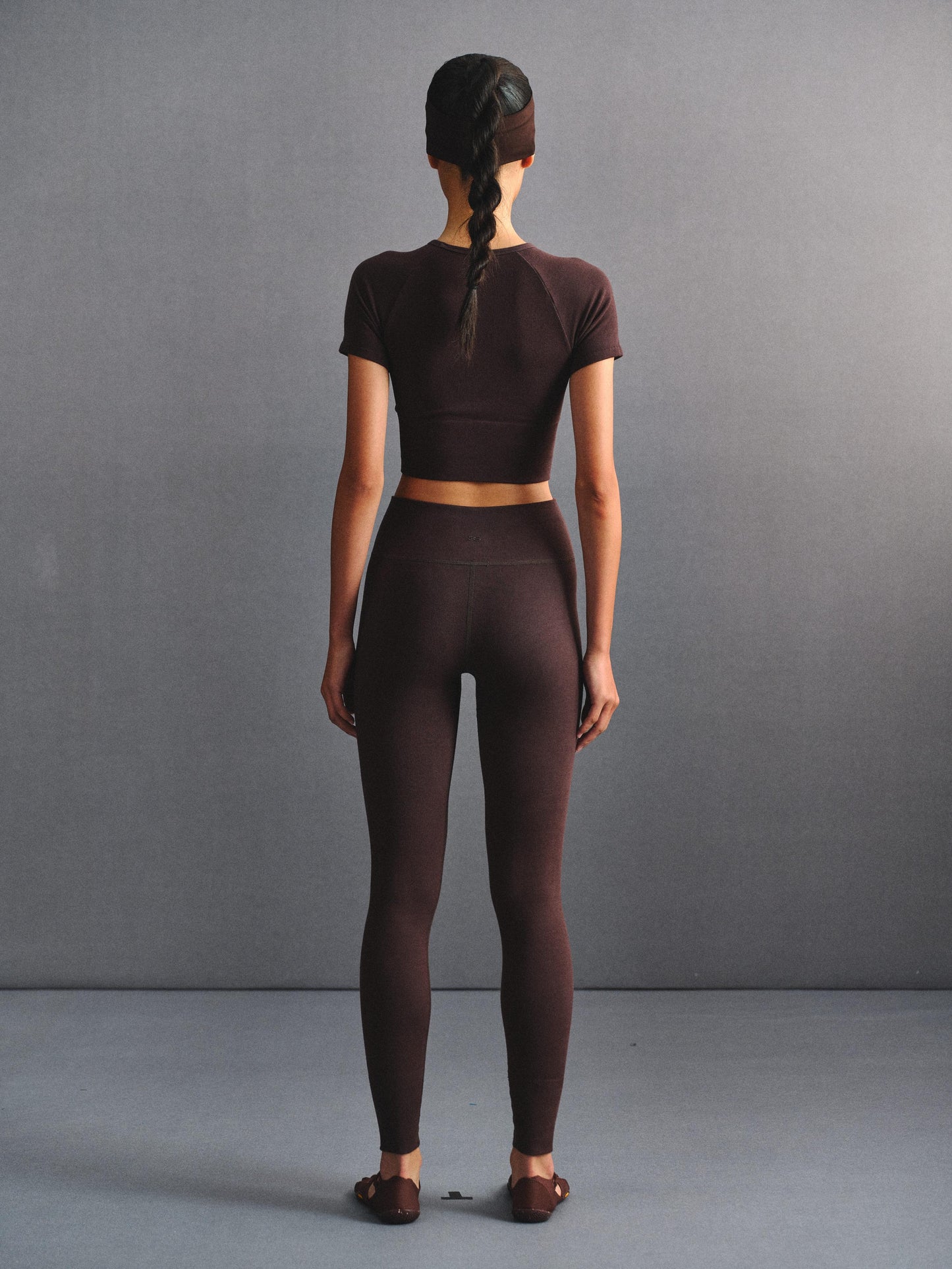 「3S」Ribbed Slim‑Fit High‑Waist Long Pants