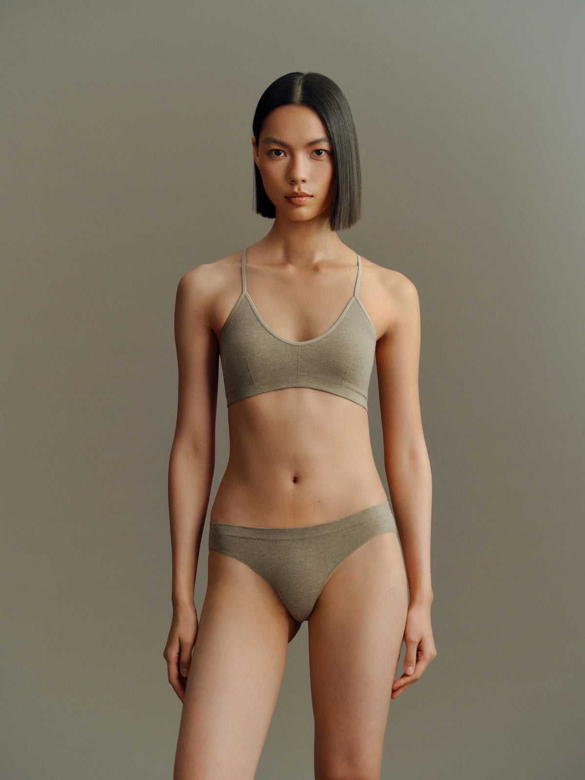 GREEEN Organic Cotton Heather Yarn Double Layer U-Neck Bra - The Blender