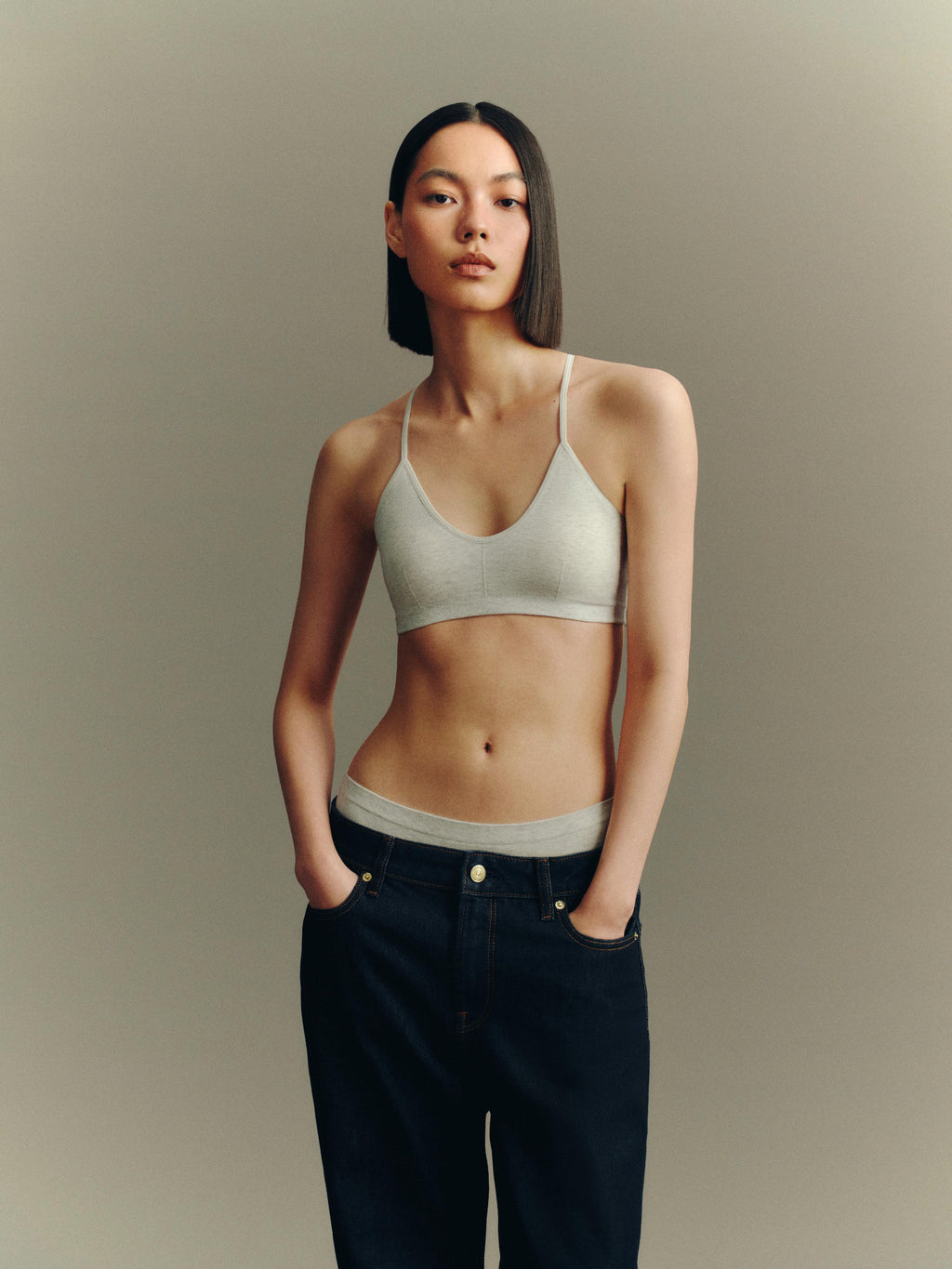 GREEEN Organic Cotton Heather Yarn Double Layer U-Neck Bra - The Blender
