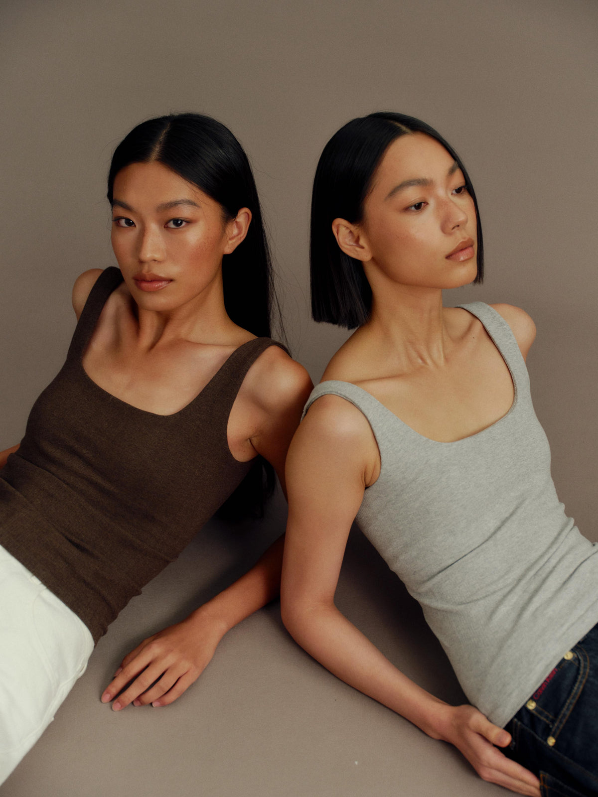 GREEEN Organic Cotton Heather Yarn Vertical Stripe Square Neck Slim Fit Tank Top - The Blender