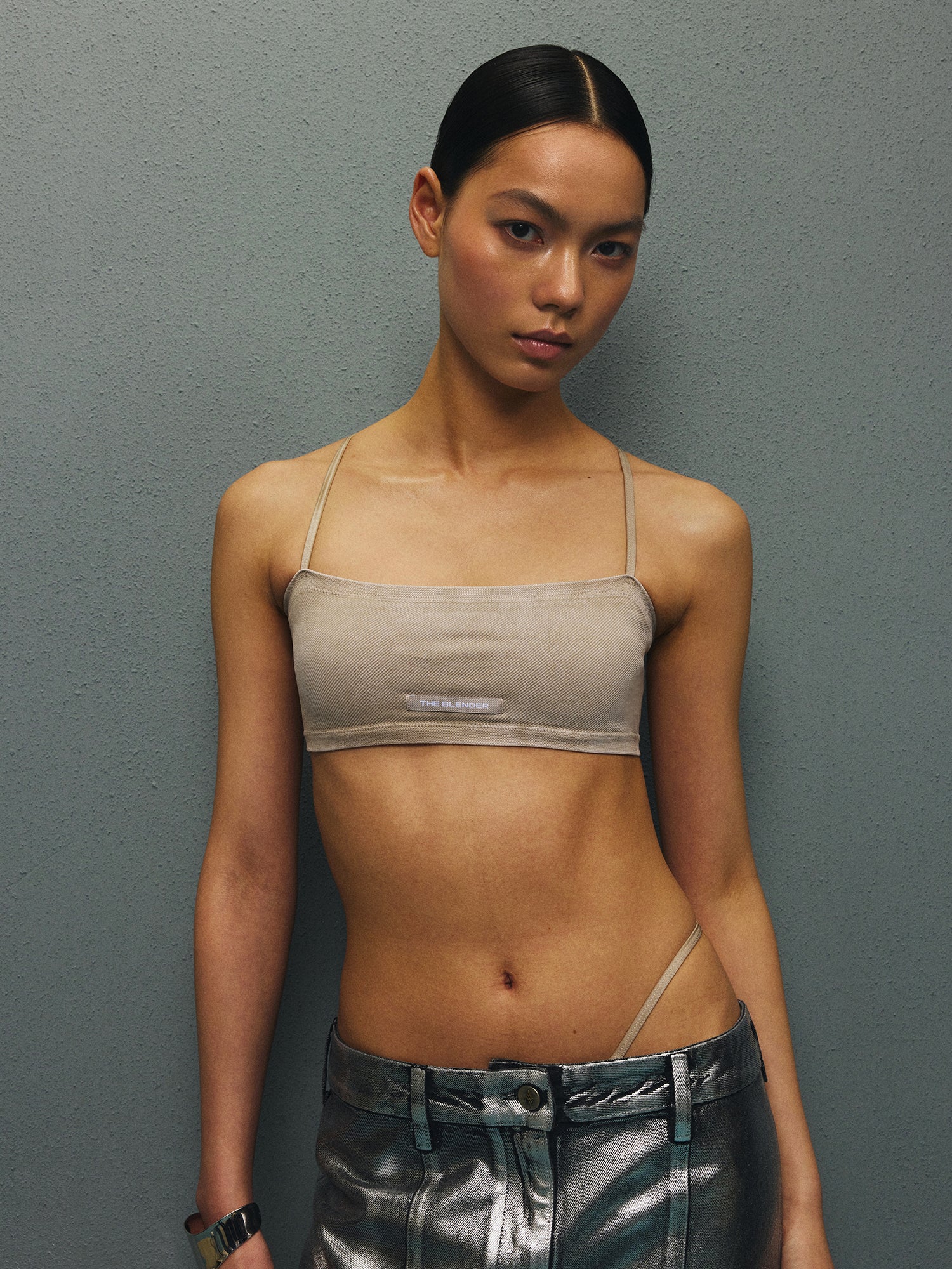 Sand-Washed Denim Cross-Back Bralette6028B