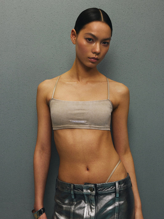 Sand-Washed Denim Cross-Back Bralette6028B