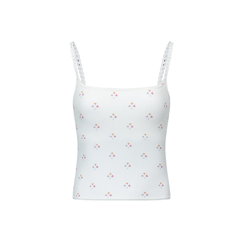 Games Print Embroidery Fixed Padding Cropped Cami Top - The Blender