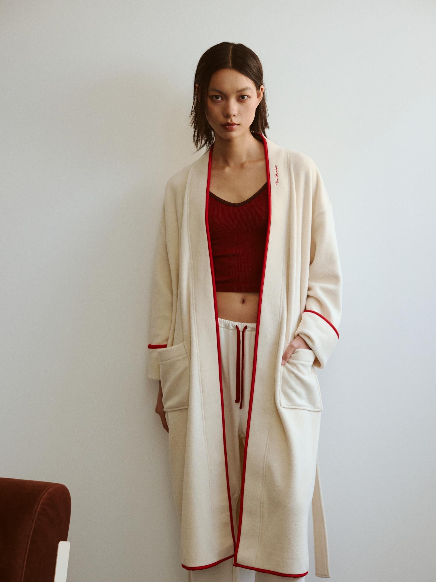 Contrast-Logo Embroidered Robe - The Blender