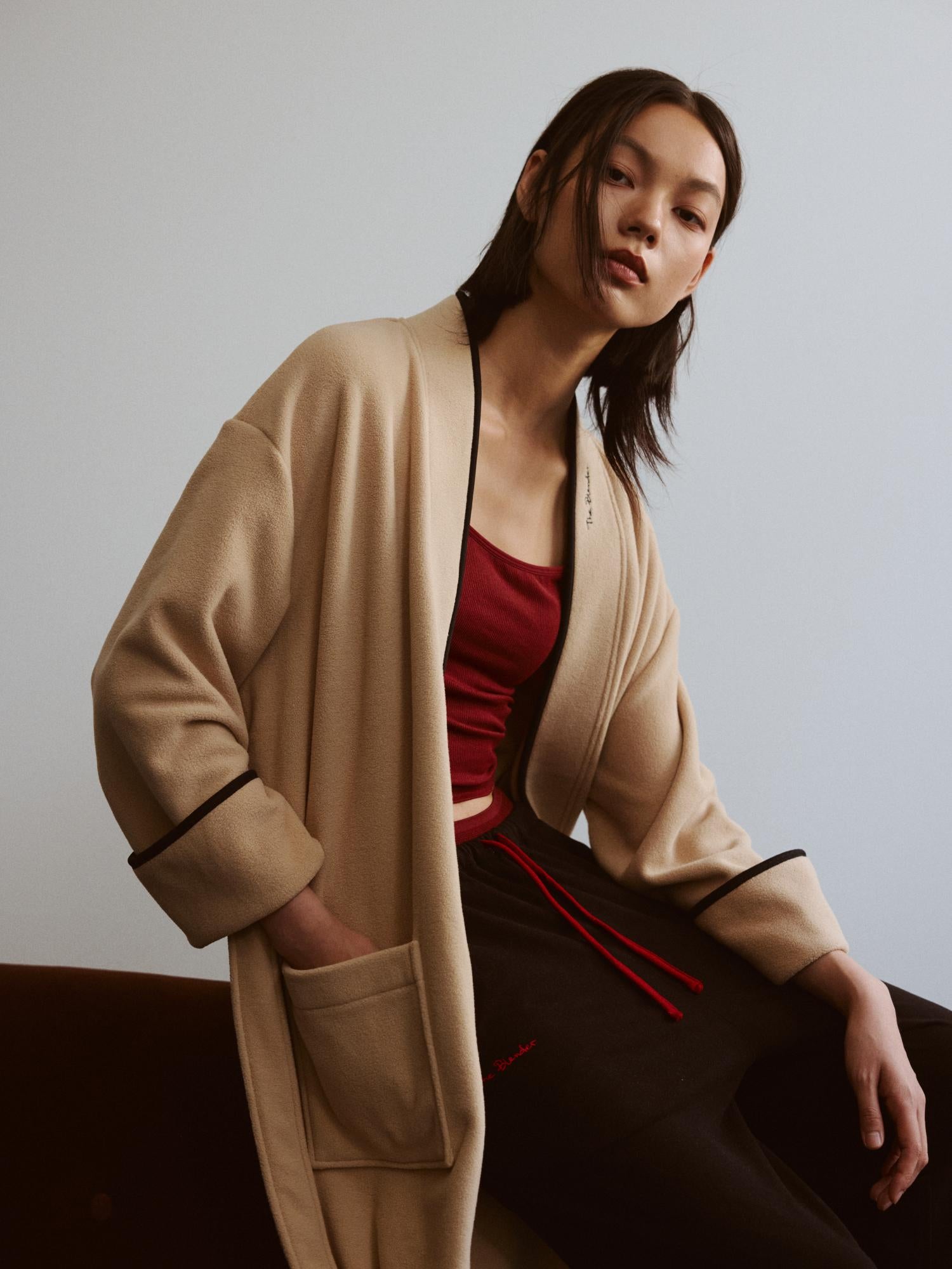 Contrast-Logo Embroidered Robe - The Blender