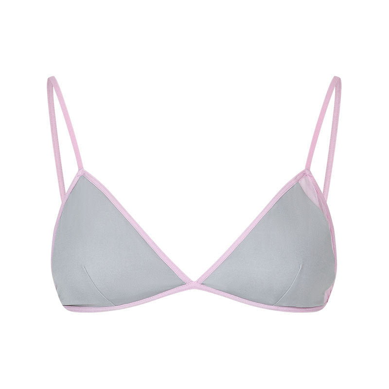 Contrast Mesh Panel Triangle Cup Bra - The Blender
