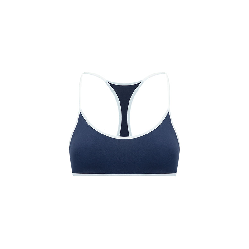 Round Neck Color Block Racerback Bra Fixed Padding - The Blender